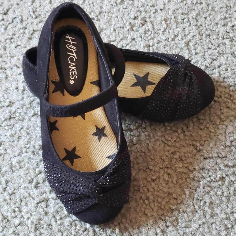 Black sparkly toddler girls dress shoes